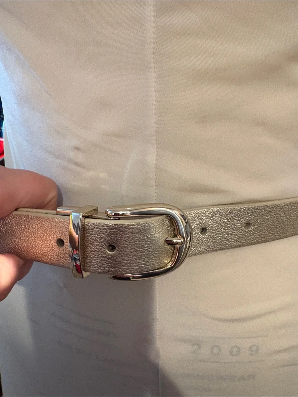Talbots Taupe Leather Belt with Silver-Tone Buckle